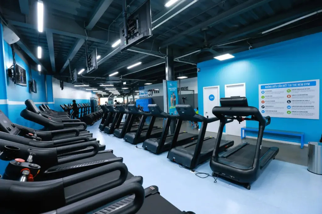 Khu cardio tại the new gym hậu giang quận 6